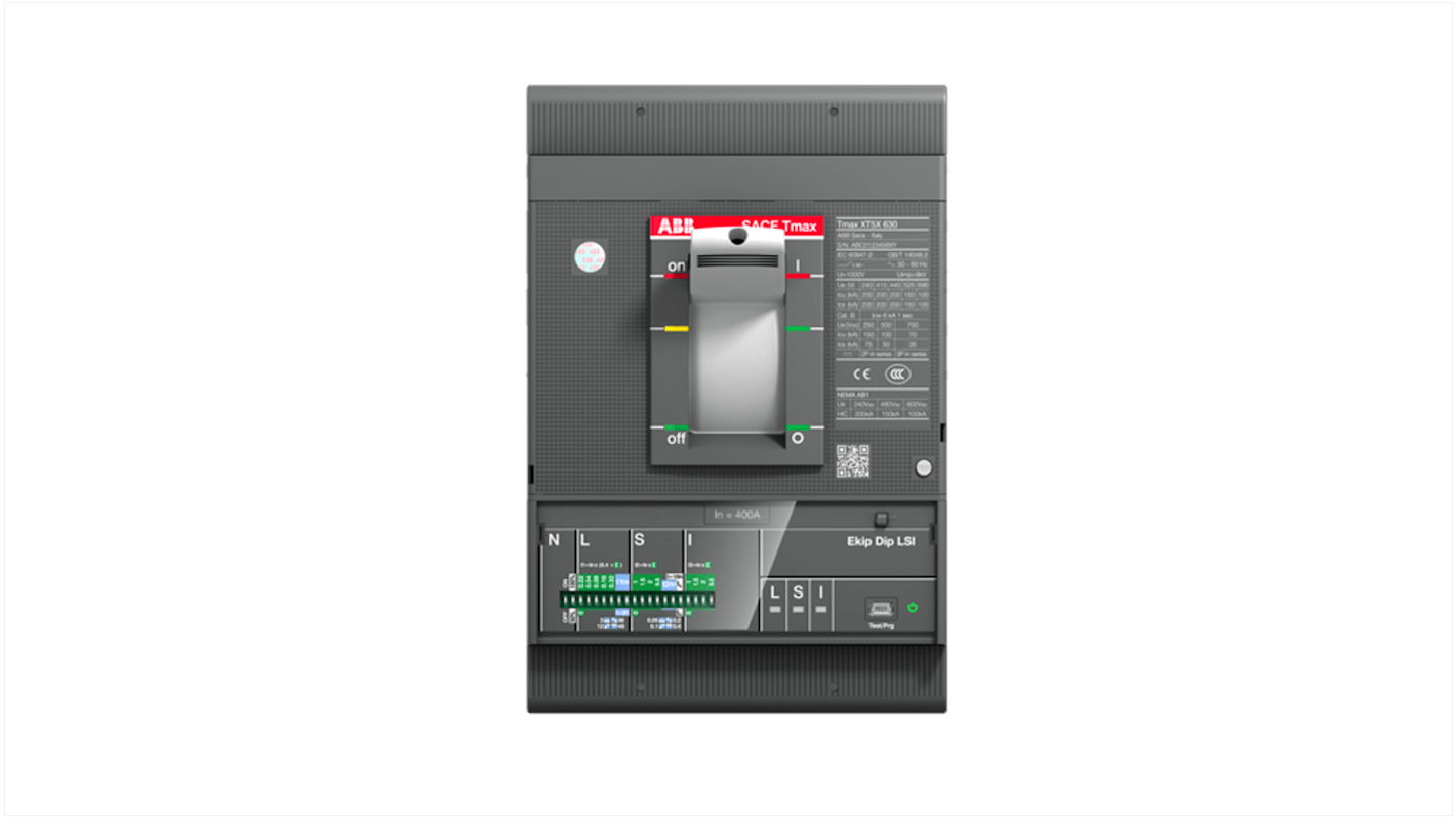 Disyuntores de caja moldeada MCCB ABB, 3 Polos, 400A, Montaje fijo, SACE Tmax XT, XT5N