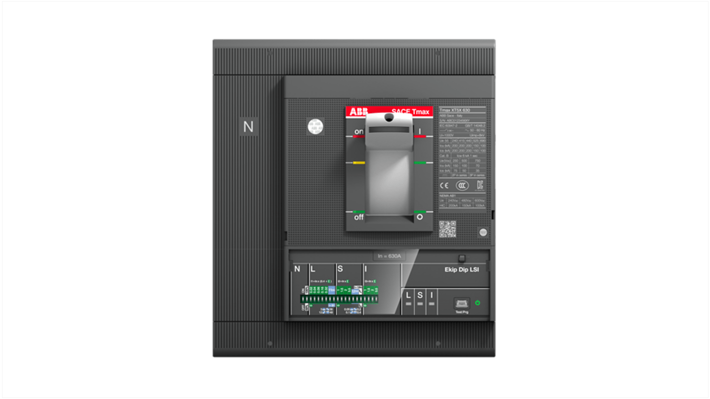 Disyuntores de caja moldeada MCCB ABB, 4 Polos, 630A, Montaje fijo, SACE Tmax XT, XT5N