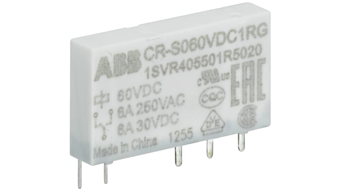 Relé modular ABB CR-S, SPDT, 60V dc, 6A, para carril DIN