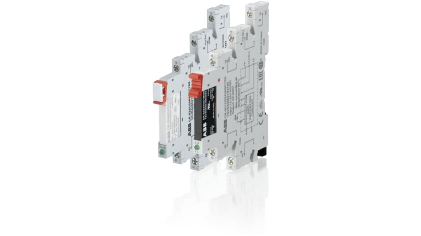 ABB CR-S 1 Pin 12 → 24V ac/dc DIN Rail Relay Socket, for use with CR-S Interface Relay