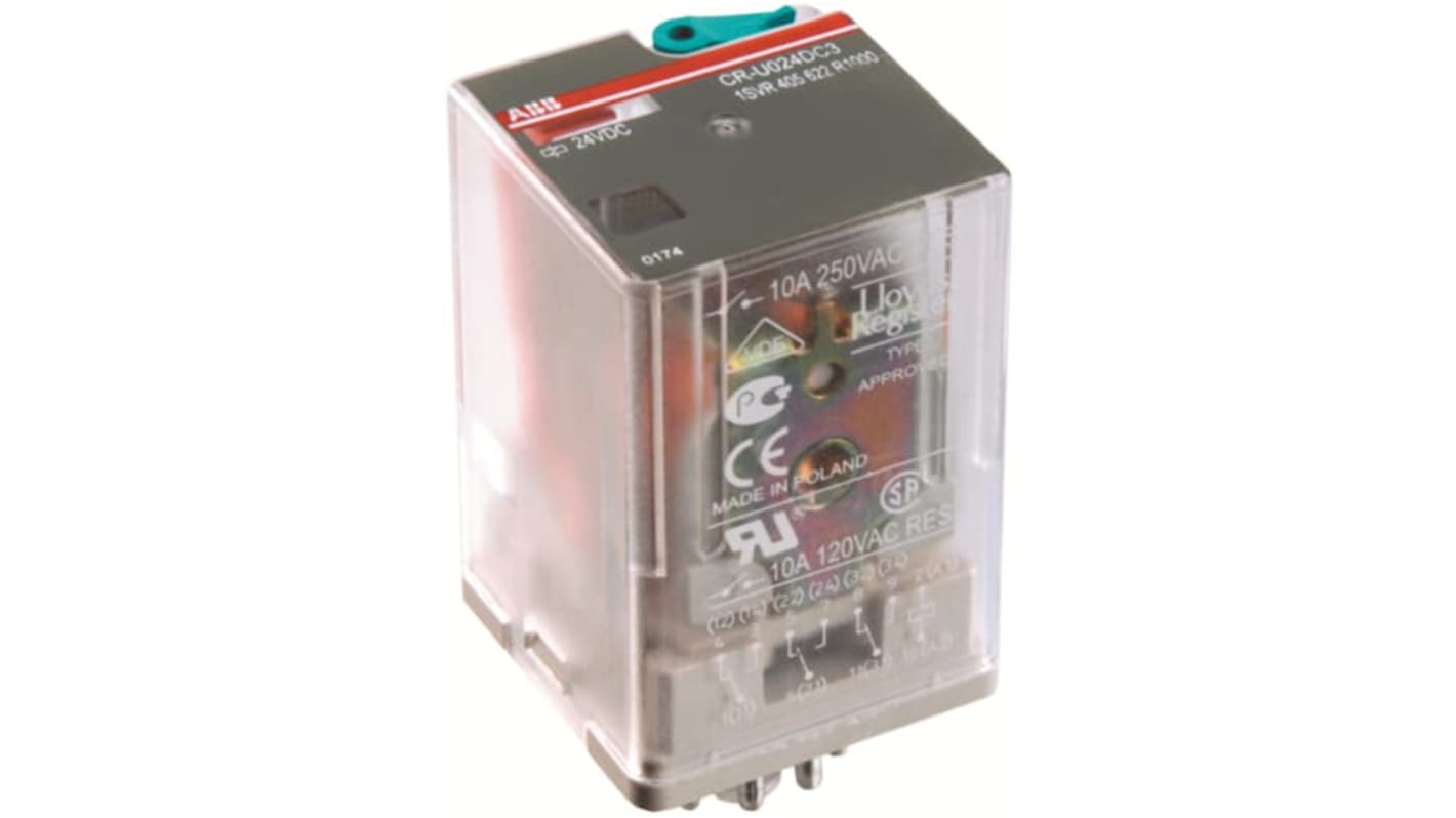 ABB CR-U Interface Relais 24V dc, 2 Wechsler (1-poliger Umschalter) DIN-Schienen