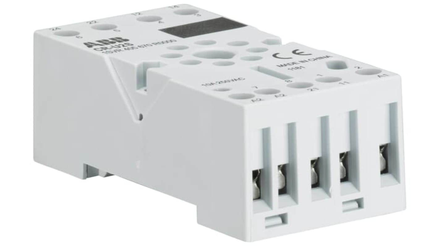 ABB CR-U 2 Pin DIN Rail Relay Socket, for use with CR-U Interface Relay
