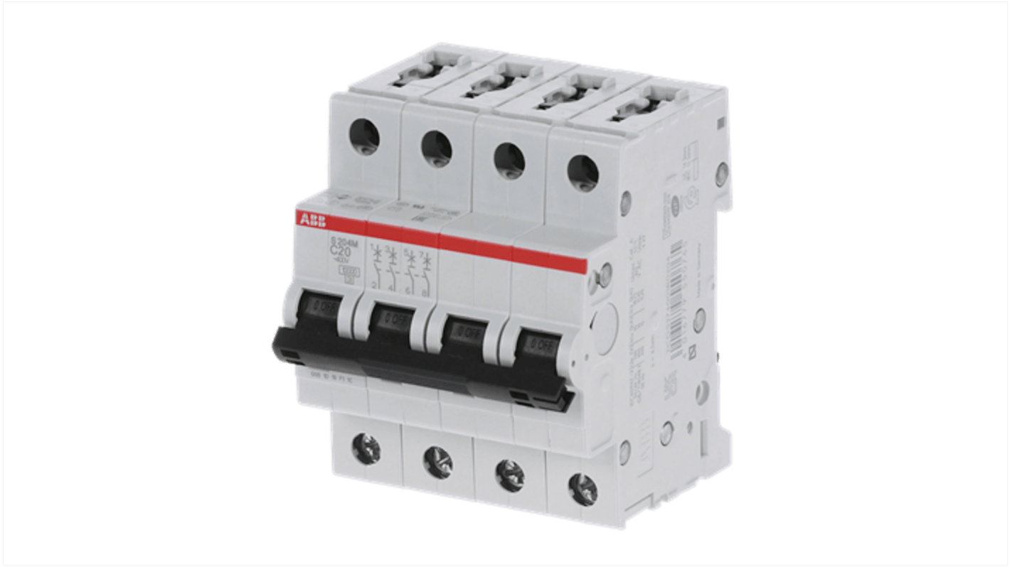 Interruttore magnetotermico ABB, 4P 20A 25 kA, Tipo C