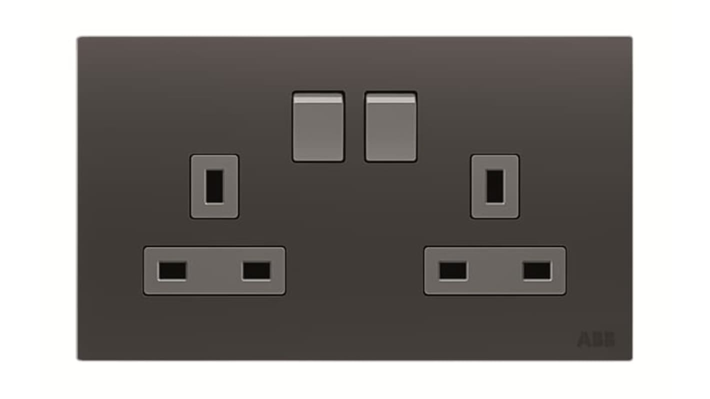 ABB Black 2 Gang Plug Socket, 2 Poles, 13A