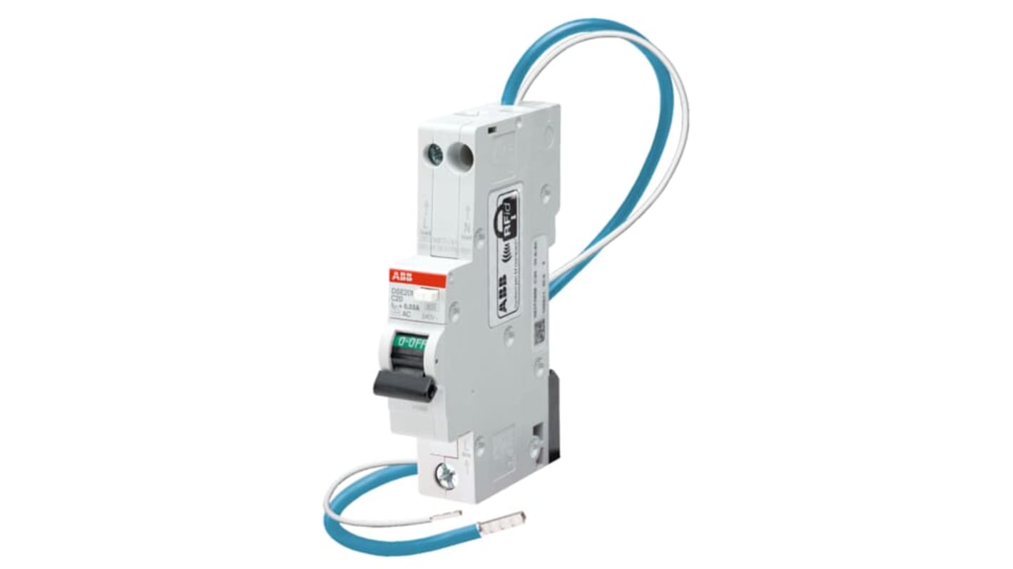 ABB RCBO, 6A Current Rating, 2P Poles, 30mA Trip Sensitivity