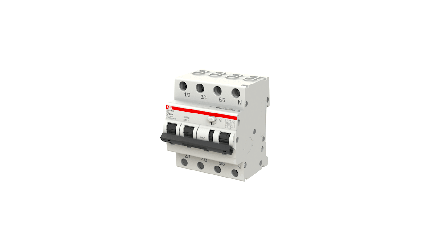 ABB 32A 4P RCBO, 30mA C型剩余电流动作断路器, 400 → 415V, DS203NC系列