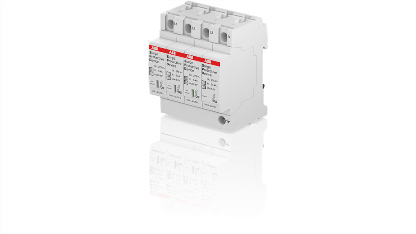 ABB サージ防止装置, 400 V ac, 20kA, DINレール, 2CTB803973R1200 OVR T2-T3 3N 20-275 P Q