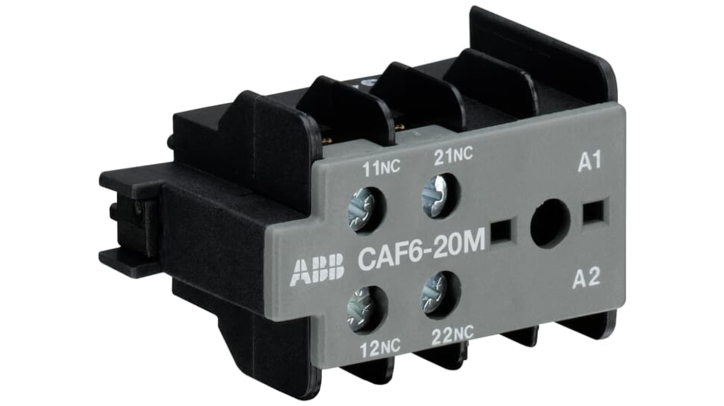 ABB Auxiliary Contact, 2 Contact, 2NO, Front Mount CAF6-20M
