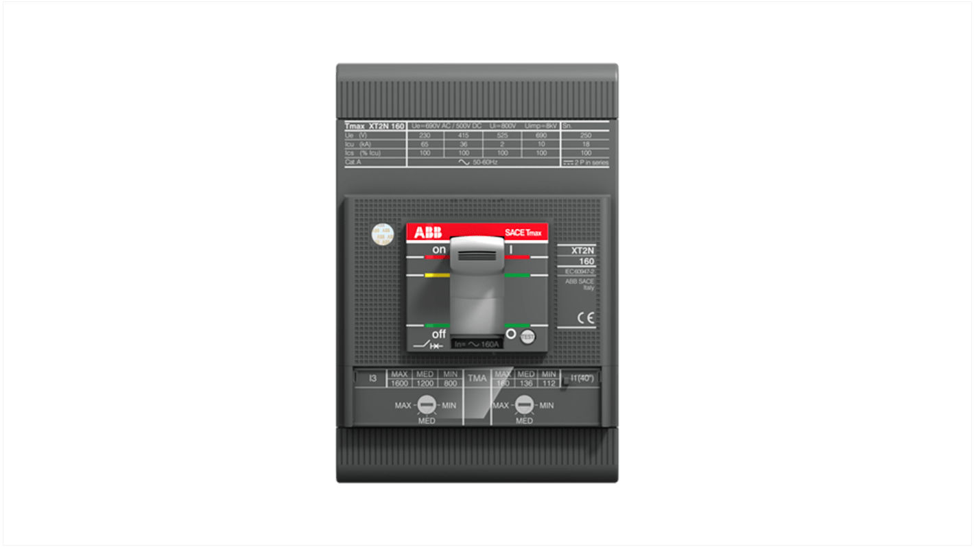 ABB, SACE Tmax XT MCCB Molded Case Circuit Breaker 3P 63A, Fixed Mount