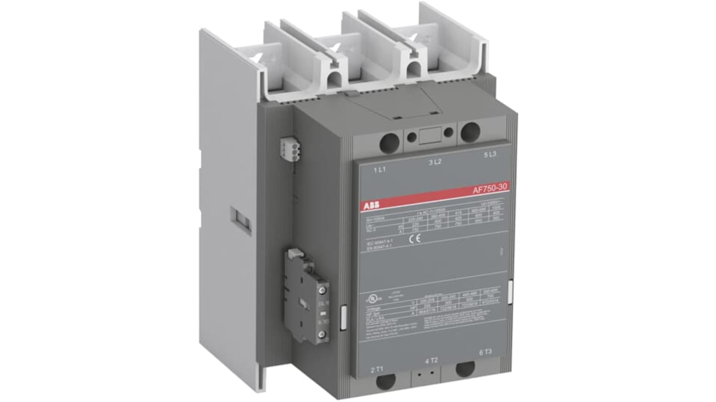 Contactor ABB AF750-30-11 AF de 3 polos, 3 NA, 1 kA, bobina 250 V, 425 kW