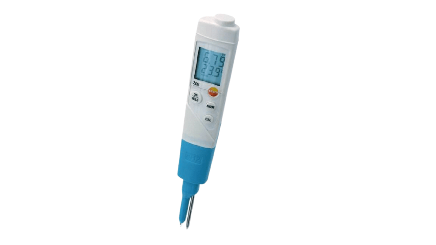 Testo 206-pH2 pH Meter, ±0.02pH Accuracy, 0.01pH Resolution, 14pH Max, +60 °C Max