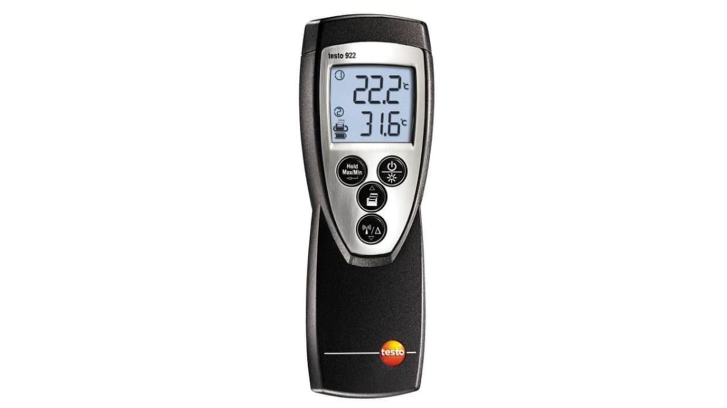 Testo 922 Differential Thermometer Kit for HVAC, Industrial Use, K Probe, 2 Input(s), +1000°C Max, ±0,5 °C Accuracy