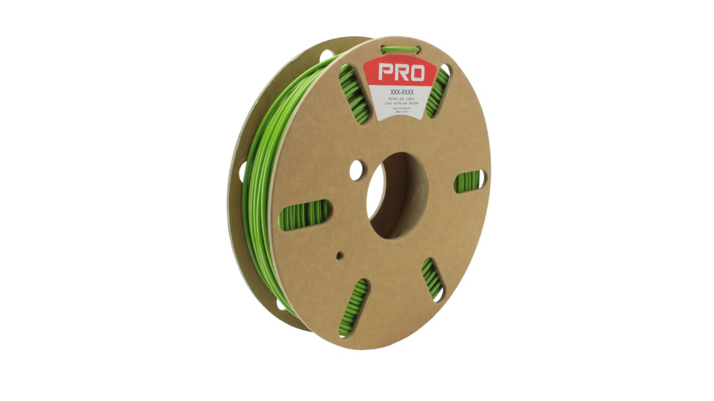 RS PRO 2.85mm Green PET 3D Printer Filament, 500g