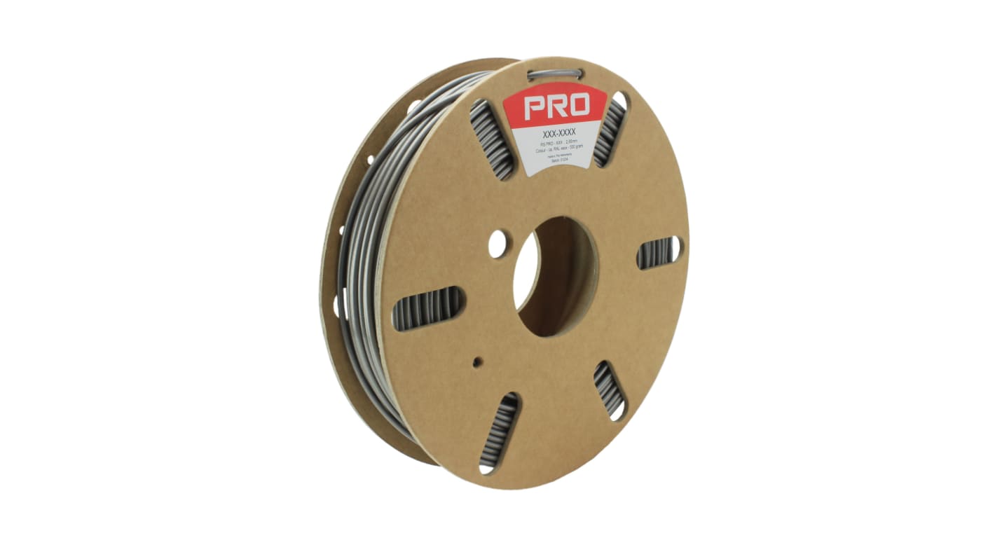 RS PRO 3D打印PET材料, 2.85mm直径, FDM技术, 银色, 500g, 适用于台式3D打印机
