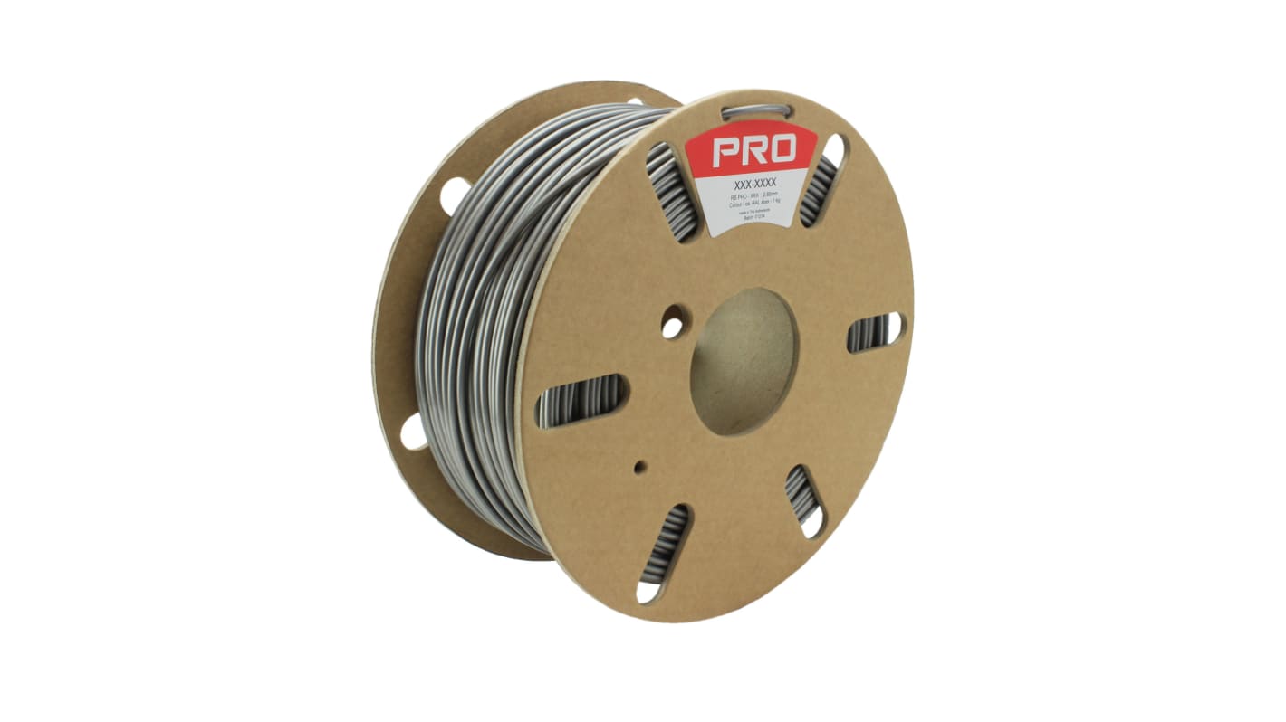 RS PRO 3D打印PET材料, 2.85mm直径, FDM技术, 银色, 1kg, 适用于台式3D打印机