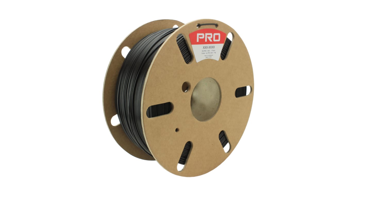 RS PRO 1.75mm Black Recycled PLA 3D Printer Filament, 1kg