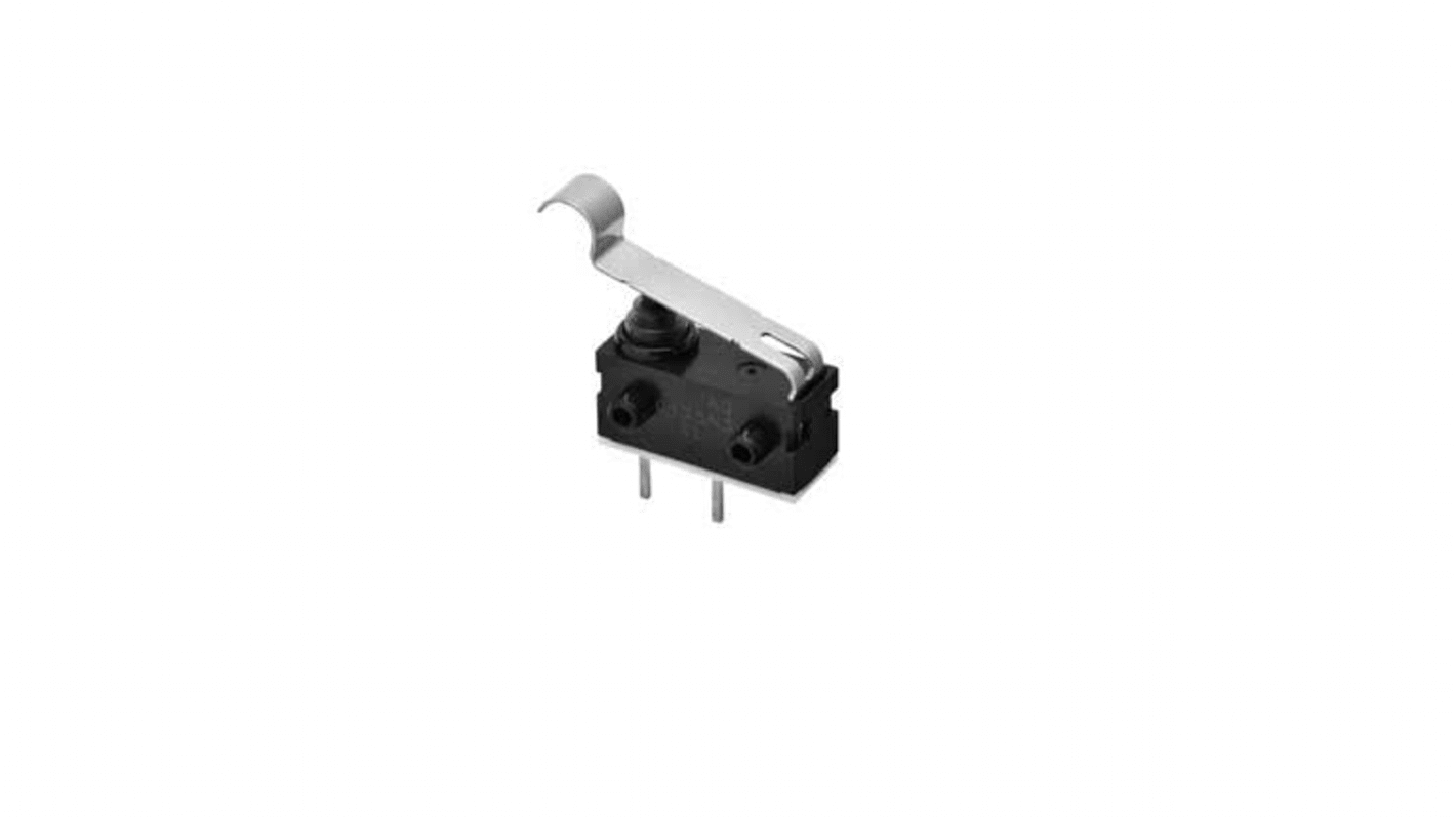 Microrupteur subminiature Levier long droit Omron, Circuit imprimé à angle gauche, 1NO