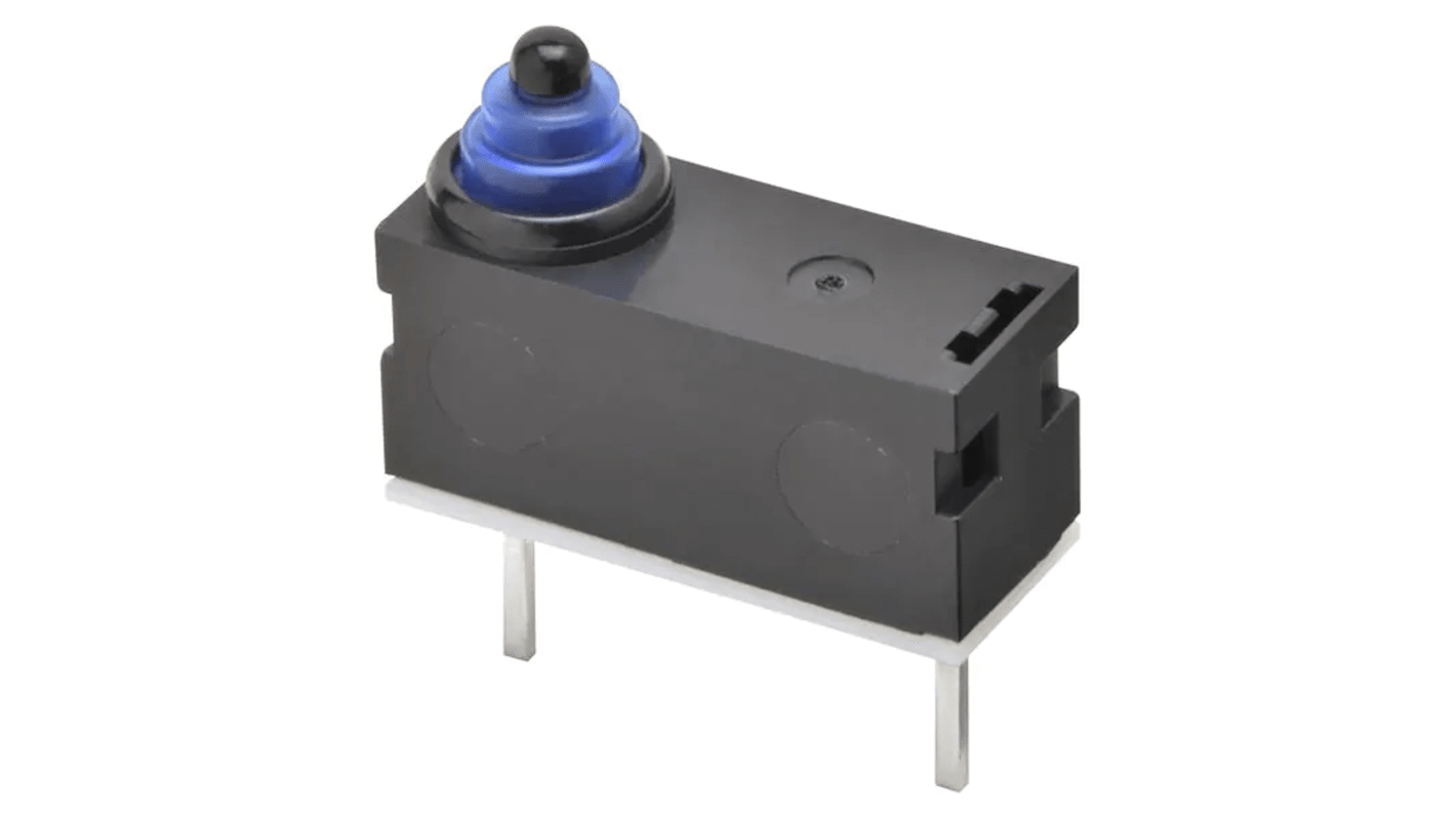 Omron Pin Plunger Subminiature Micro Switch, Right Angle Terminal, SPST, IP67