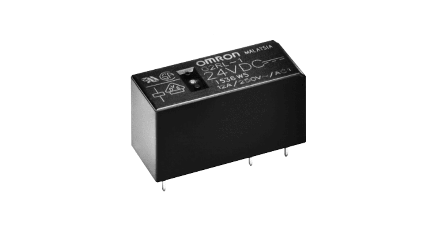 Omron PCB Mount Non-Latching Relay, 24V dc Coil, 12A Switching Current, SPDT