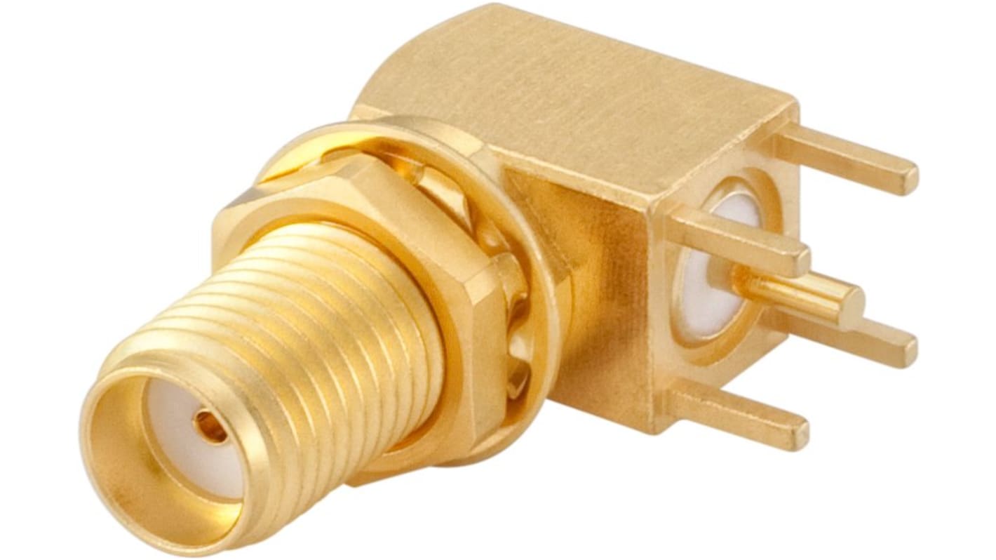 Rosenberger SMA Series, Jack PCB Mount, 50Ω, Solder Termination, Right Angle Body