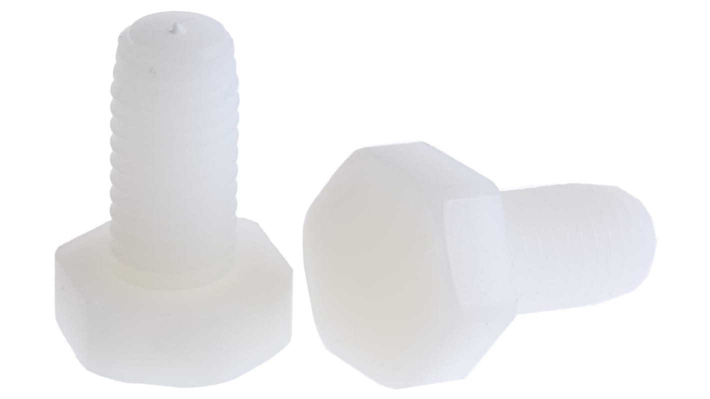RS PRO Plain Nylon, Hex Bolt, M10 x 20.0mm