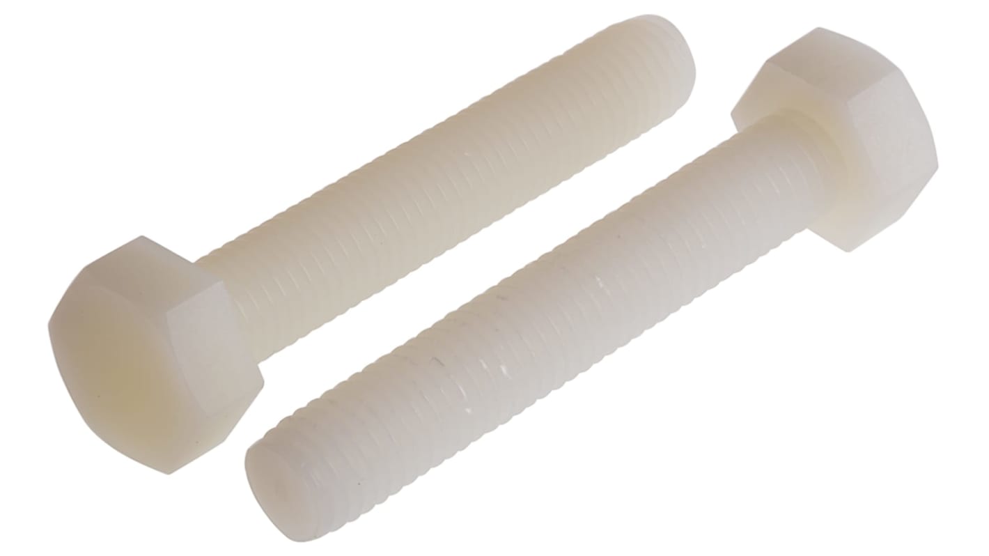 RS PRO Plain Nylon, Hex Bolt, M10 x 60.0mm