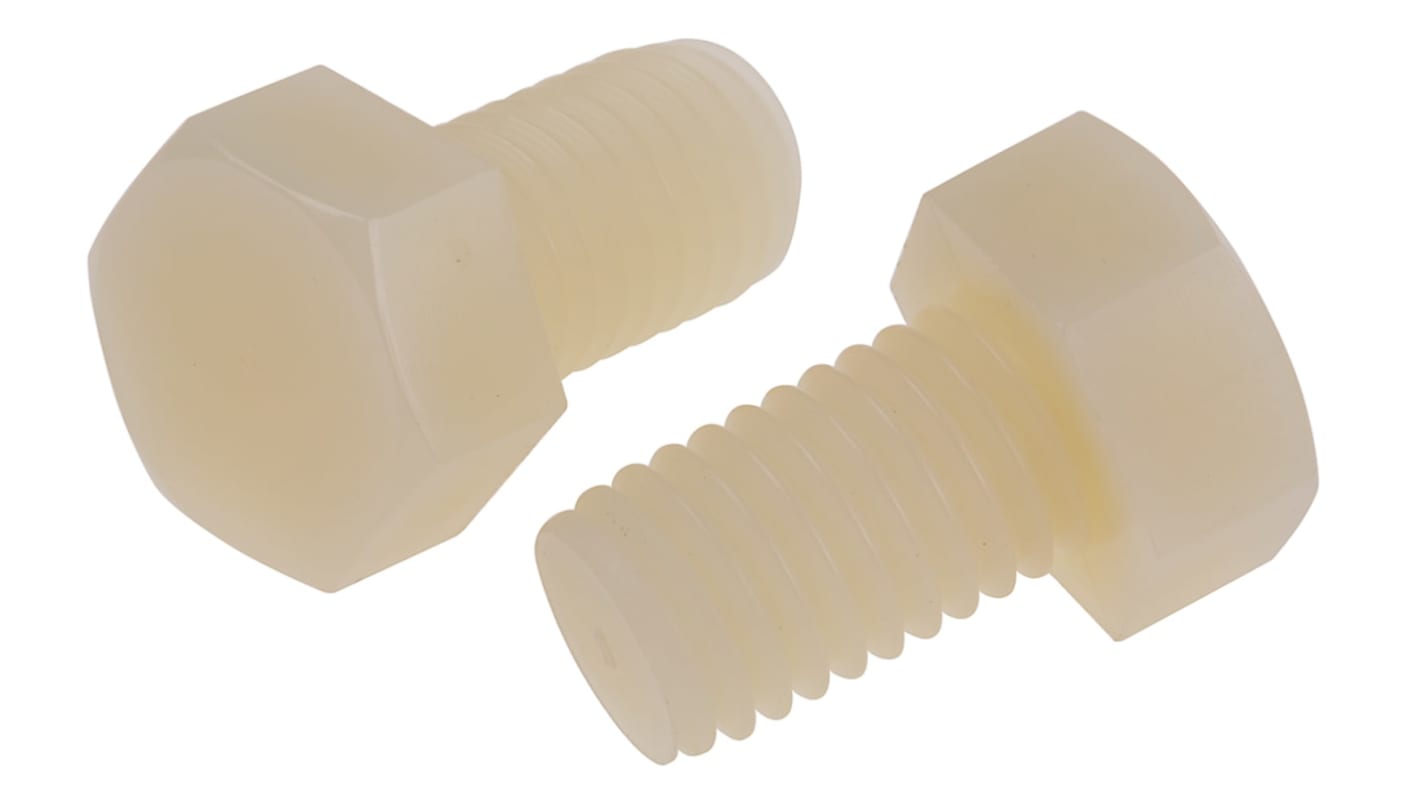 RS PRO Plain Nylon, Hex Bolt, M12 x 20.0mm