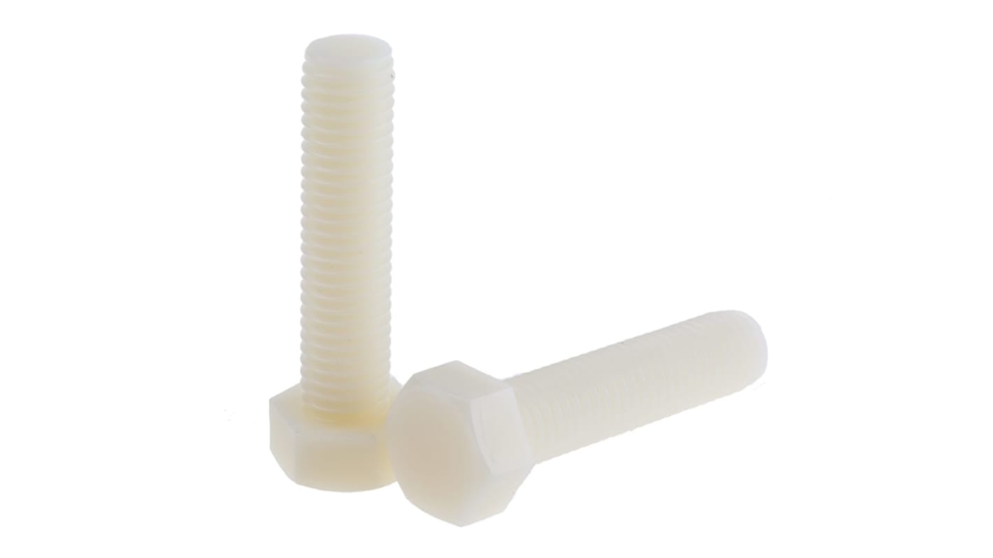 RS PRO Plain Nylon, Hex Bolt, M12 x 50.0mm
