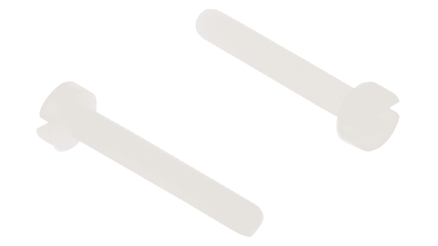 RS PRO Slot  Cheese Head Nylon Machine Screw DIN 84, M2.5x16.0mm