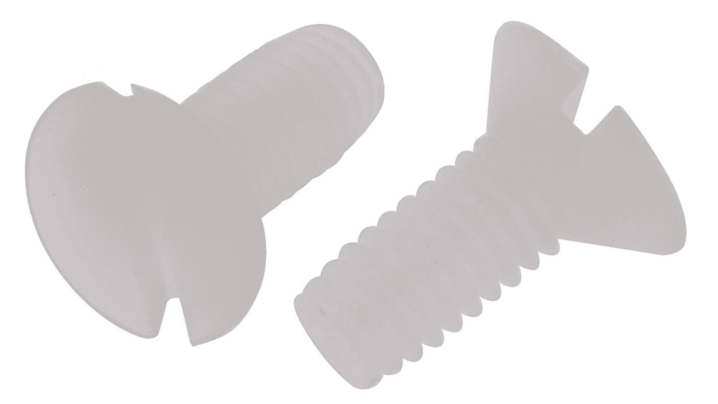 RS PRO Slot Countersunk Nylon Machine Screws DIN 963, M2.5x6.0mm