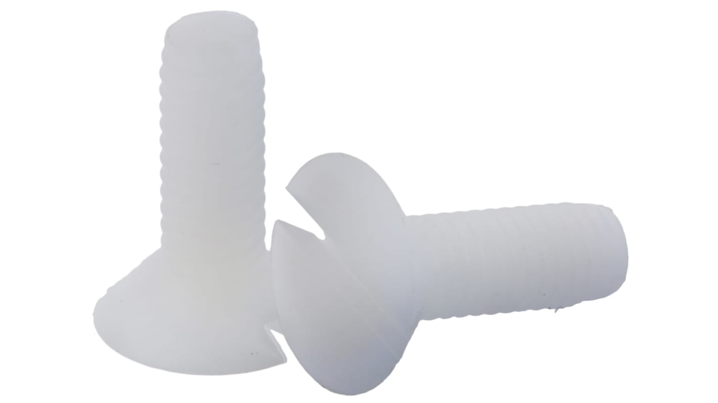 Śruby maszynowe M4 łeb z łbem stożkowym Nylon długość 12.0mm skok 0.70mm