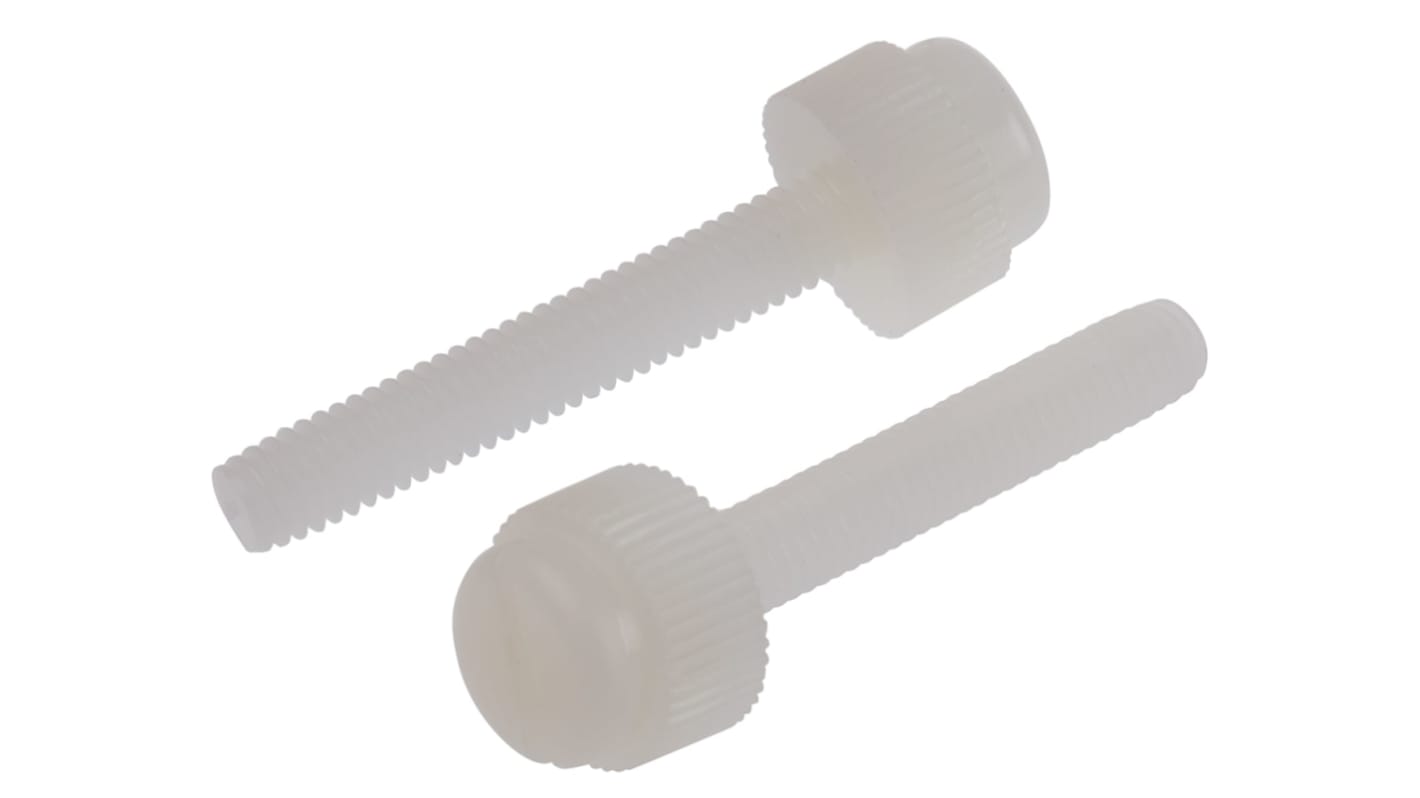 Śruba regulacyjna, M4, 25mm, kształt: Okrągły żłobkowany, Nylon, wykończenie: Zwykłe