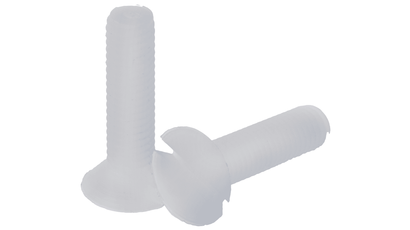 RS PRO Slot Countersunk Nylon Machine Screws DIN 963, M5x20.0mm