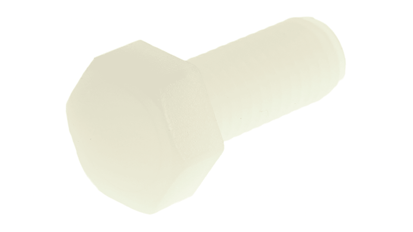 RS PRO Plain Nylon, Hex Bolt, M8 x 20.0mm