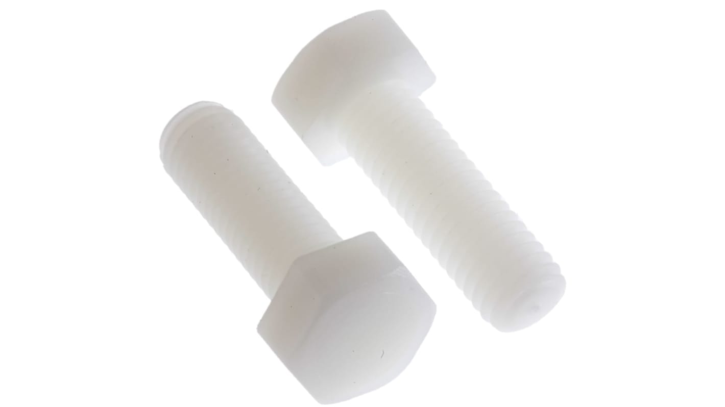 RS PRO Plain Nylon, Hex Bolt, M8 x 25.0mm