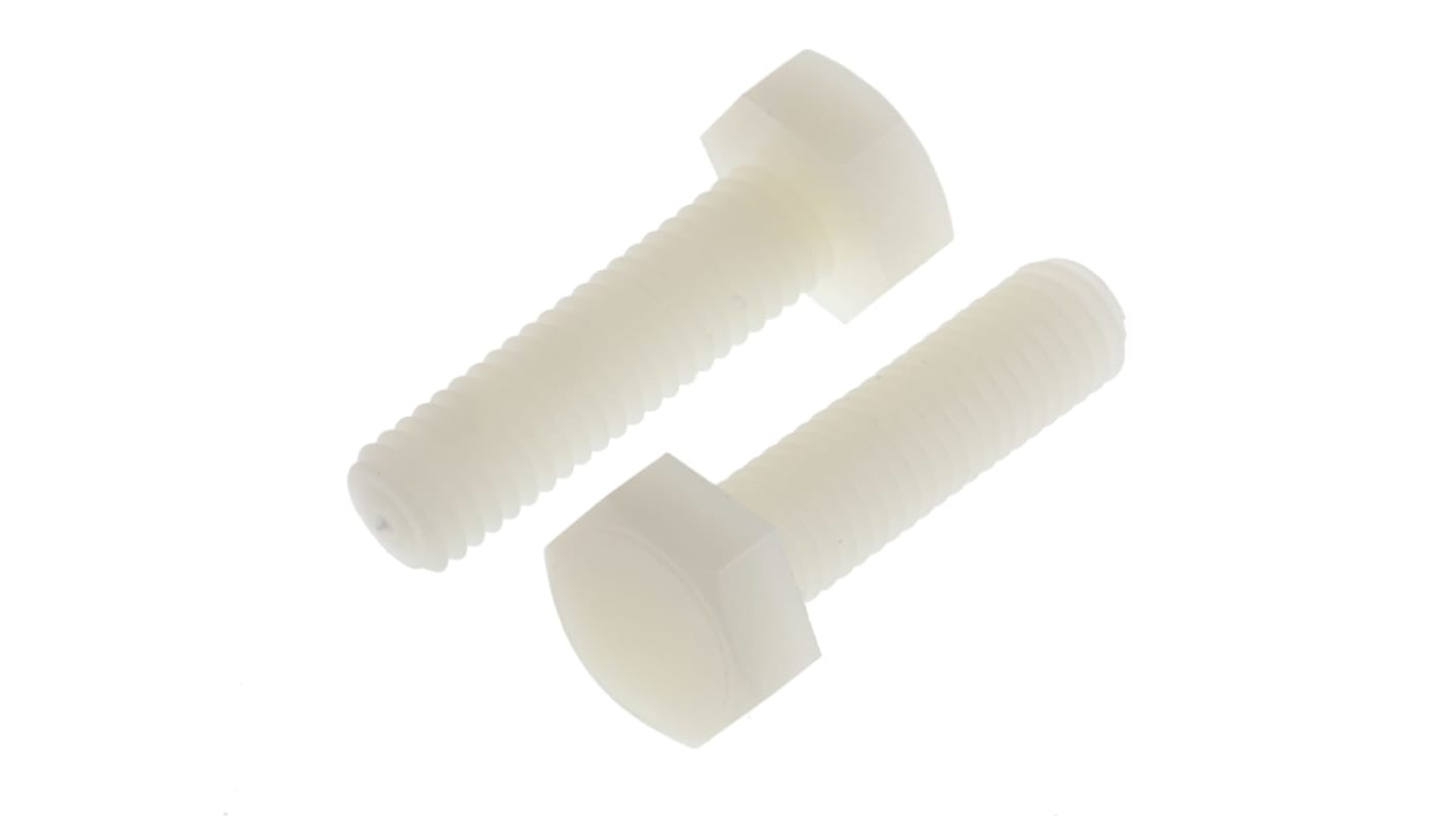 RS PRO Plain Nylon, Hex Bolt, M8 x 30.0mm