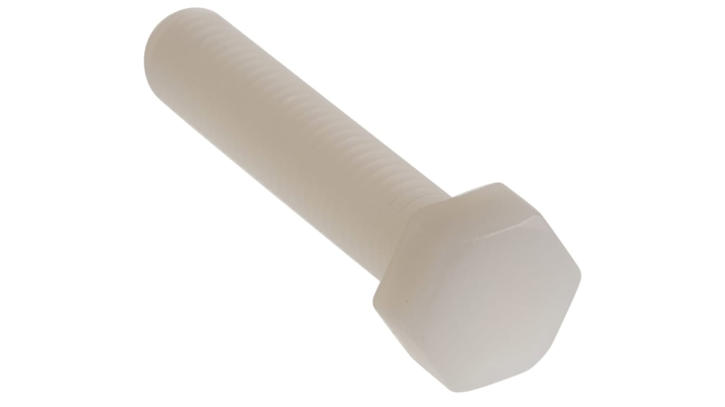 RS PRO Plain Nylon, Hex Bolt, M8 x 40.0mm
