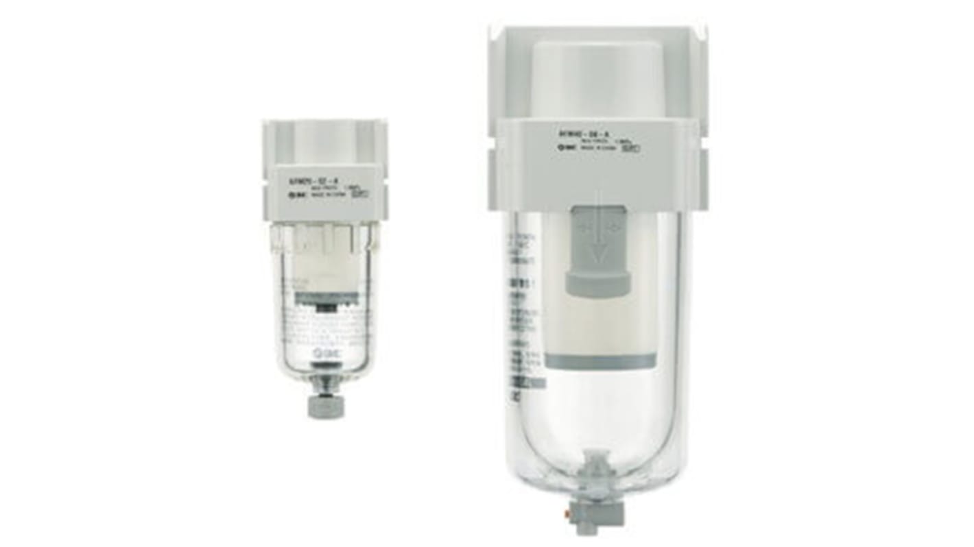 Separador neumático SMC serie AFM20 de , rosca G 1/4, caudal 3,33 l/seg, presión 10bar, filtración 0.3μm