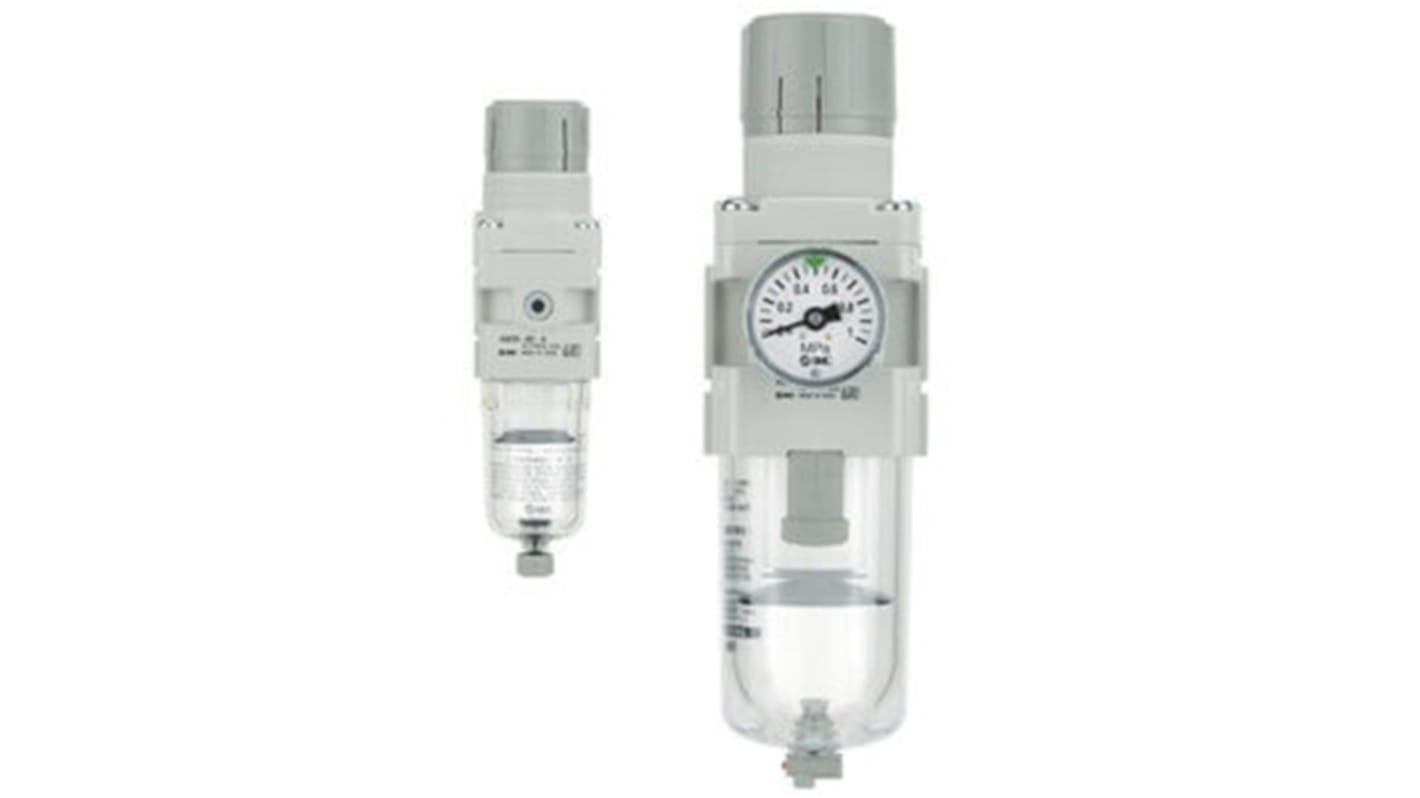 SMC AW Filter Regulator, 5μm, G 1/8, Automatic, Manual