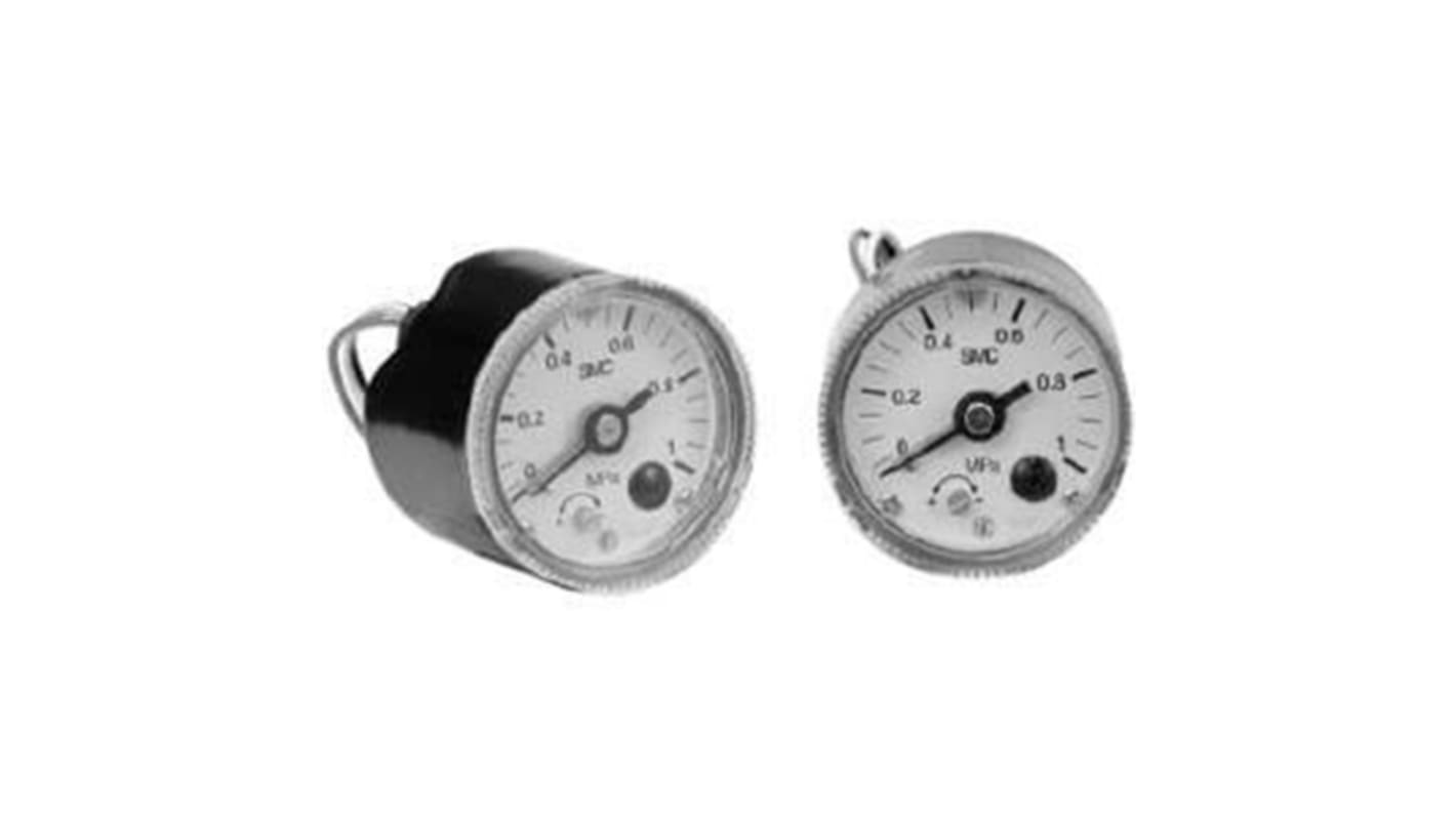 SMC R 1/8 Analogue Pressure Gauge 10bar Back Entry, GP46-10-01L5-C-Q, 0bar min.