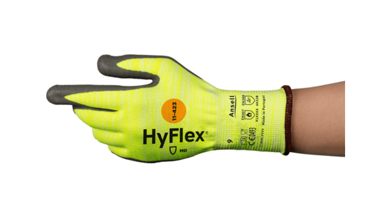 Ansell HyFlex Yellow Polyamide Abrasion Resistant, Cut Resistant, Mechanical Protection, Silicone Free Work Gloves,