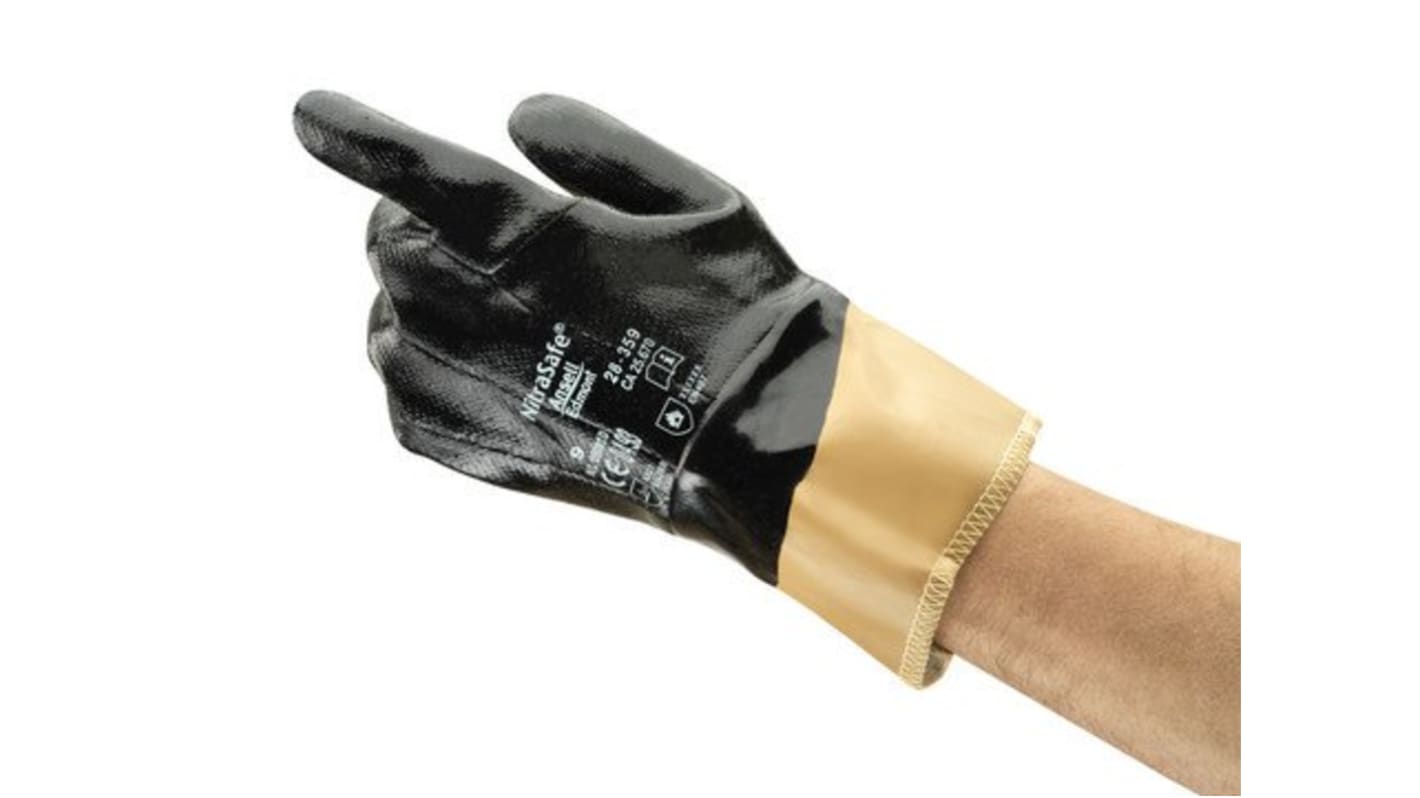 Ansell ActivArmr Black Nitrile Cut Resistant, Mechanical Protection Work Gloves, Size 9, Nitrile Coating