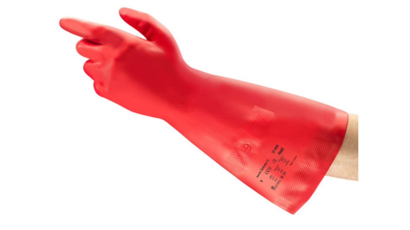 Ansell AlphaTec Red Nitrile Abrasion Resistant, Chemical Resistant Work Gloves, Size 8, Nitrile Coating