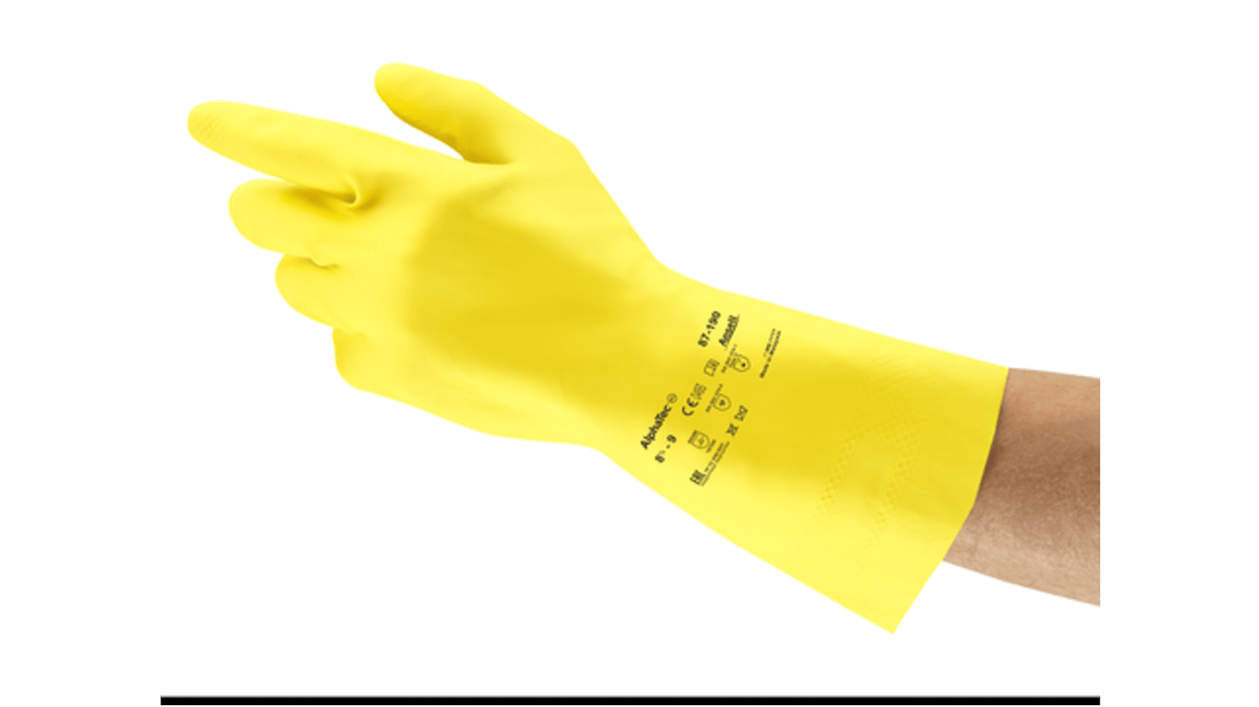 Gants de manutention Ansell AlphaTec taille 9, Résiste aux produits chimiques, 1 Paire, Jaune