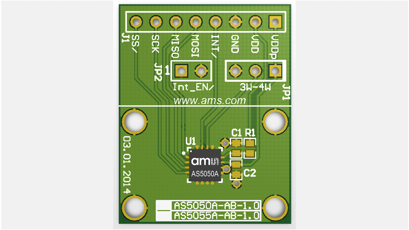 ams OSRAM AS5050A-QF_EK_AB 适配器板, 旋转角传感器, AS5050A芯片, 用于AS5050A