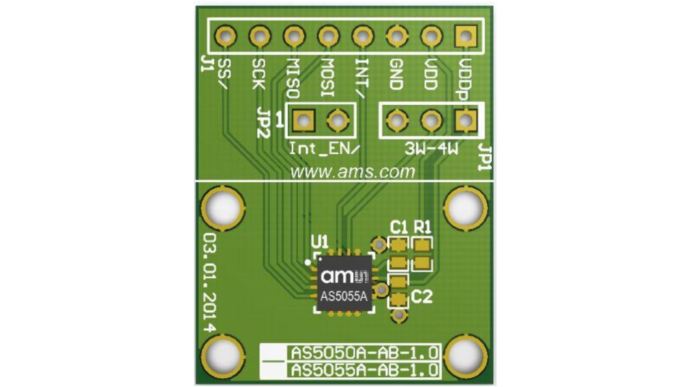 ams OSRAM AS5055A-QF_EK_AB 适配器板, 旋转角传感器, AS5055A芯片, 用于AS5055A