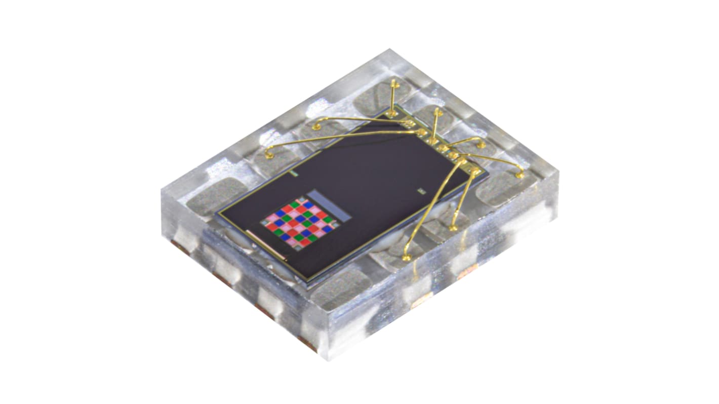 ams OSRAM 颜色和光传感器, 环境光, 颜色光, 接近, 465 nm / 525 nm / 615 nm峰值波长, 贴片, 12引脚, I2C
