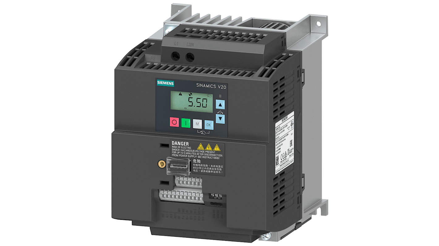 Siemens Converter, 2.2 kW, 1, 3 Phase, 240 V, 11 A, SINAMICS V20 Series