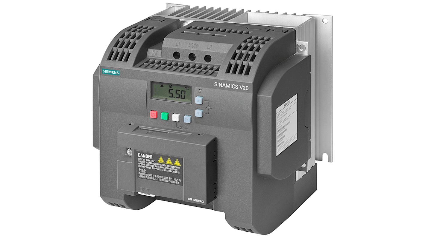 Siemens Converter, 0.75 kW, 3 Phase, 400 V, 2.2 A, SINAMICS V20 Series