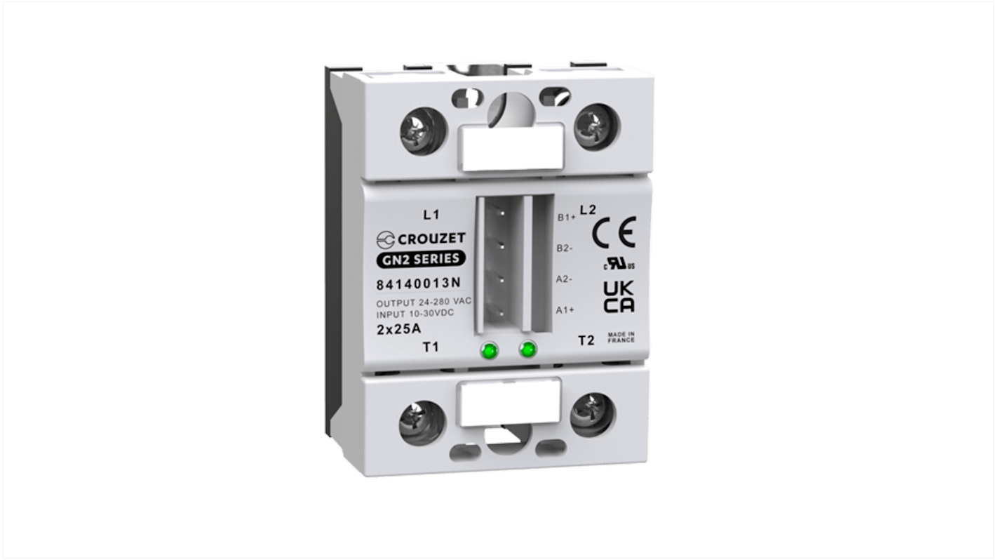 Crouzet GN2 Series Solid State Relay, 25 A Load, Panel Mount, 280 Vrms Load